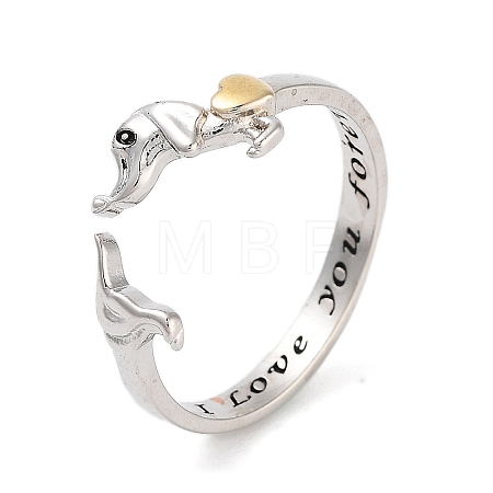 Dog Brass Open Cuff Rings for Women RJEW-S416-01G-1