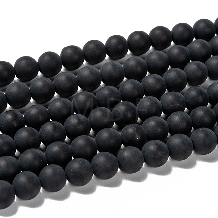 Dyed & Heated Natural Black Agate Bead Strands G-H056-8mm-1