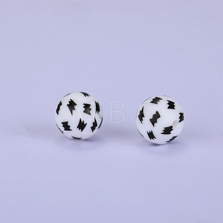 Printed Round Silicone Focal Beads SI-JX0056A-222-1