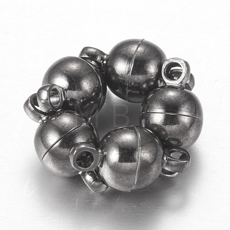 Round Brass Magnetic Clasps with Loops X-MC019-B-1