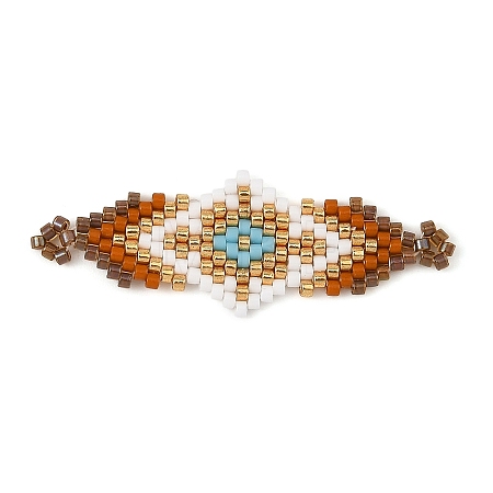 Glass MIYUKI Delica Beads Braided Connector Charms PALLOY-MZ01412-03-1