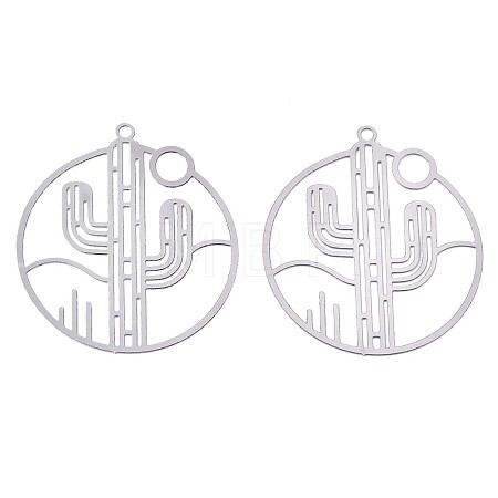 Non-Tarnish 201 Stainless Steel Filigree Pendants STAS-S118-027P-1
