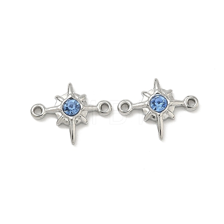 304 Stainless Steel Aquamarine Rhinestone Connector Charms STAS-L308-03B-P-1