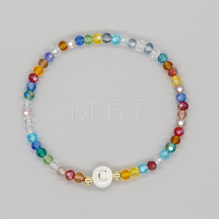 Handmade Bohemian Colorful Faceted Rondelle Glass Beaded Stretch Bracelets UI5654-3-1