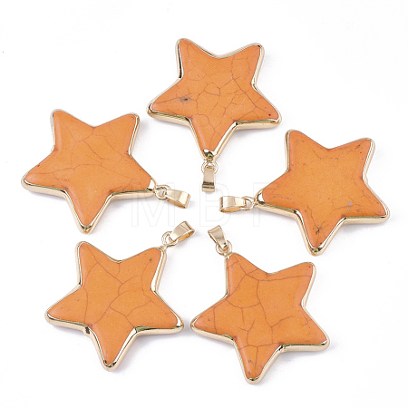 Electroplate Synthetic Turquoise Pendants G-S344-65F-1