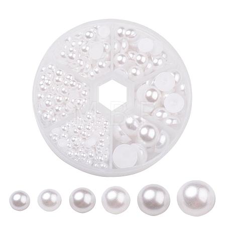 1Box ABS Plastic Imitation Pearl Dome Cabochons SACR-JP0001-09-1