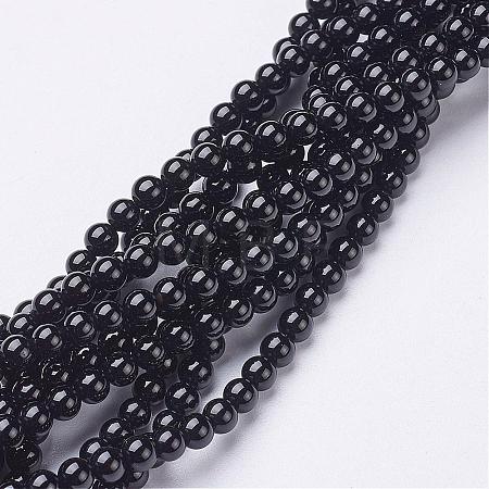 Natural Black Onyx Round Beads Strands GSR20mmC097-1