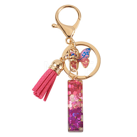 Alloy Resin Butterfly Keychains KEYC-TADJ0002-02G-I-1