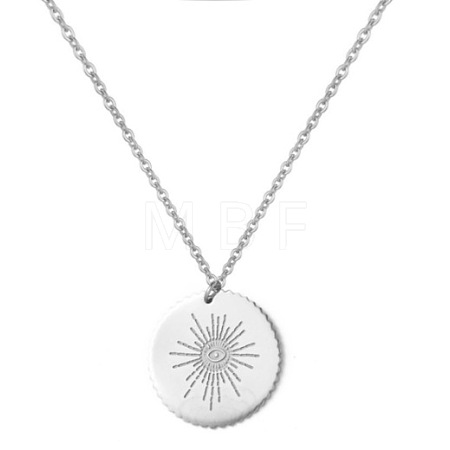 304 Stainless Steel Evil Eye Coin Pendant Necklaces WG06542-02-1