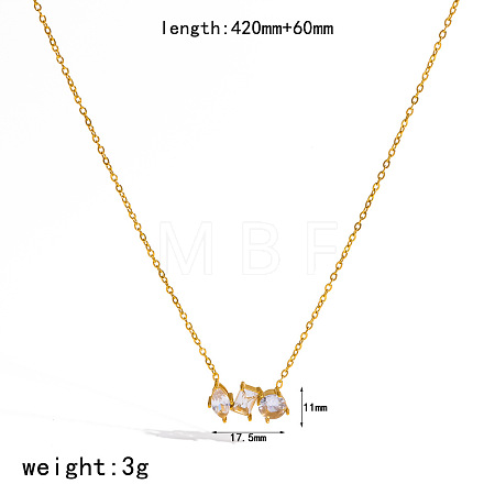 304 Stainless Steel Pave Clear Cubic Zirconia Pendant Necklaces for Women WGBFE42-04-1