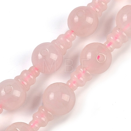 Natural Rose Quartz 3-Hole Guru Beads Strands G-H064-E01-01-1