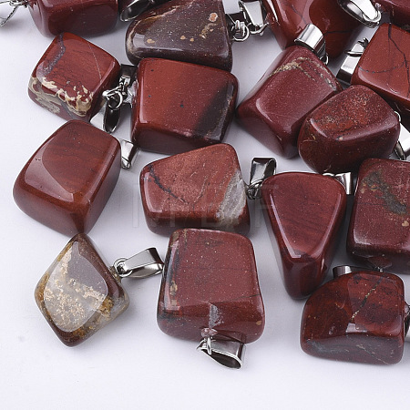Natural Red Rainbow Jasper Pendants G-Q996-19-1