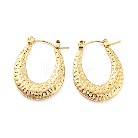 Texture Teardrop 304 Stainless Steel Hoop Earrings for Women EJEW-C067-06G-1