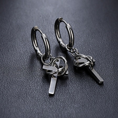304 Stainless Steel Hoop Dangle Earrings for Men WG37F53-01-1