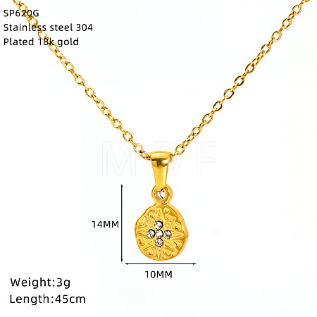 304 Stainless Steel Crystal Rhinestone Pendant Necklaces for Women WG07512-06-1
