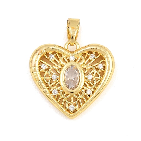 Brass Micro Pave Clear Cubic Zirconia Pendants CU-CBA9B49-01D-G-1