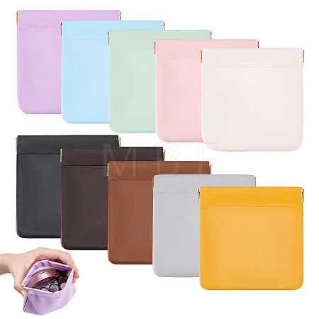 10Pcs 10 Colors Imitation Leather Shrapnel Change Purse ABAG-PB0001-02-1
