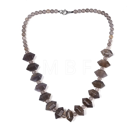 Natural Grey Agate Round & Cone Beaded Necklaces NJEW-N064-03C-1