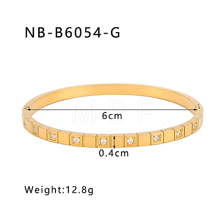 304 Stainless Steel Pave Cubic Zirconia Bangles FS-WG09E60-04-1
