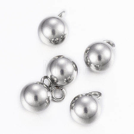 Tarnish Resistant 304 Stainless Steel Sphere Charms X-STAS-H394-11P-1