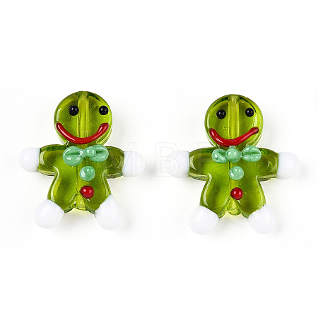 Gingerbread Man Handmade Lampwork Beads LAMP-G150-04E-1