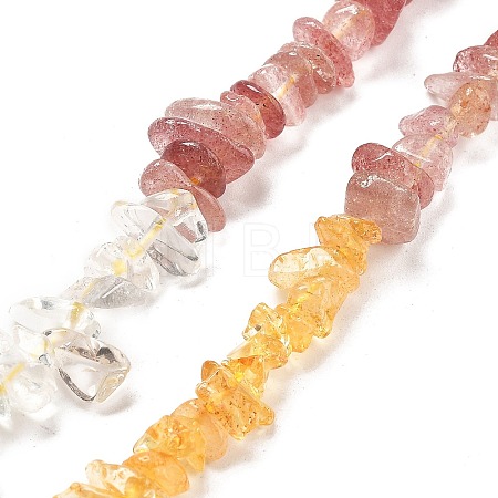 Natural Quartz Crystal & Strawberry Quartz & Citrine Beads Strands G-L610-A24-01-1