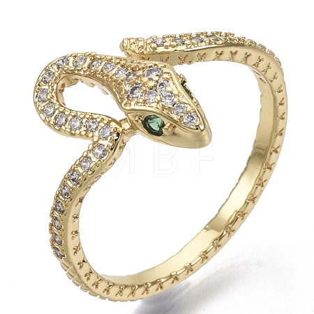 Brass Micro Pave Cubic Zirconia Cuff Rings RJEW-S044-070-NF-1
