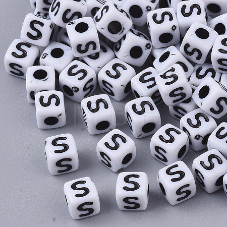 White Opaque Acrylic Beads X-MACR-R869-02S-1