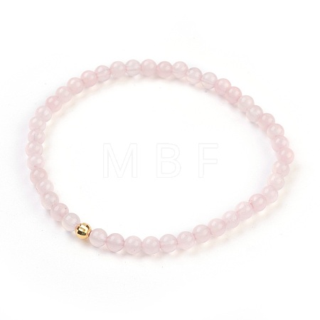 Natural Rose Quartz Stretch Bracelets BJEW-JB03797-01-1