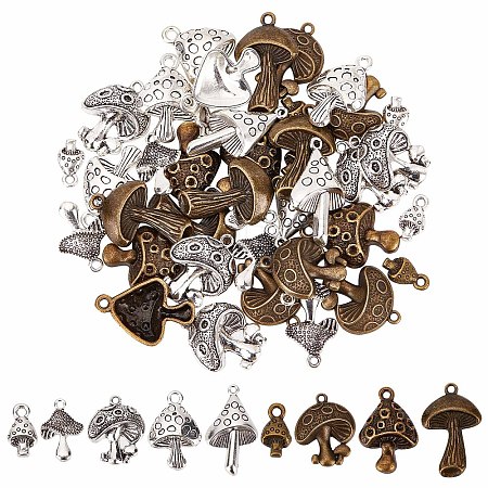 54Pcs 9 Style Tibetan Style Alloy Pendants FIND-SC0003-53-1