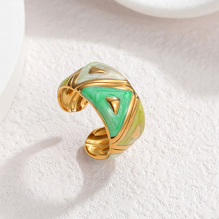 304 Stainless Steel Enamel Cuff Open Rings WG35DFF-09-1