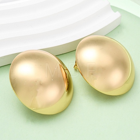 Brass Half Round Stud Earrings EJEW-Z125-01G-1