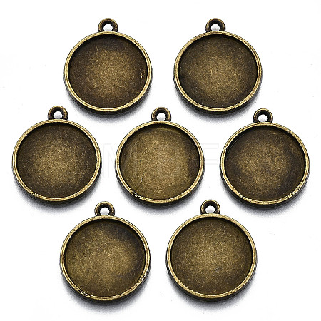 Tibetan Style Alloy Pendant Cabochon Settings X-TIBE-S322-002B-AB-NR-1