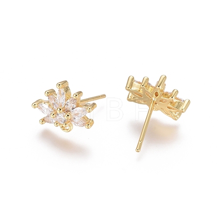 Brass Cubic Zirconia Stud Earring Findings EJEW-E257-06G-1