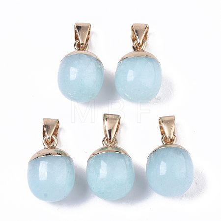 Top Golden Plated Natural White Jade Pendants X-G-T131-03P-1