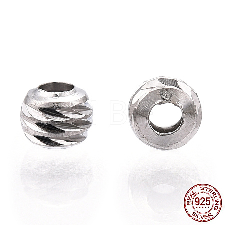 Rhodium Plated 925 Sterling Silver Beads STER-T004-78P-3mm-1
