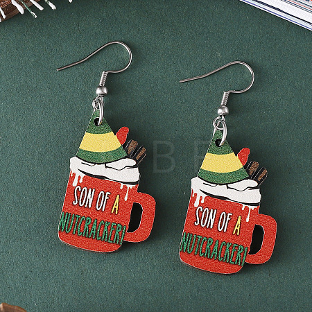 Wood Dangle Earrings FS-WG0F4E6-01-1