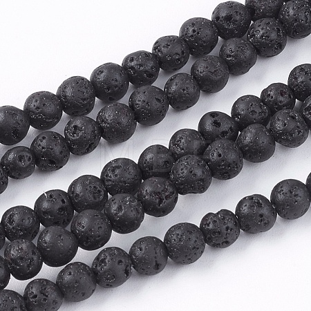 Natural Lava Rock Stone Bead Strands X-G-R193-18-4mm-1