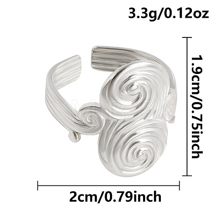 Wave Texture 304 Stainless Steel Open Cuff Rings XG7787-1-1