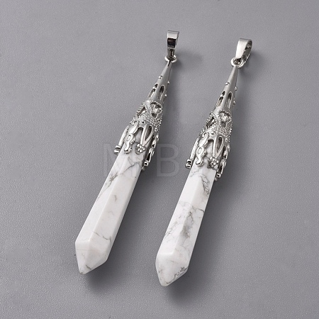 Natural Howlite Big Pointed Pendants G-G797-05P-11-1