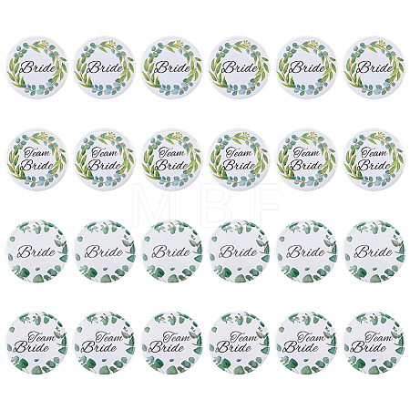 24Pcs 4 Styles Flat Round Iron Brooches for Wedding JEWB-FG0001-79-1