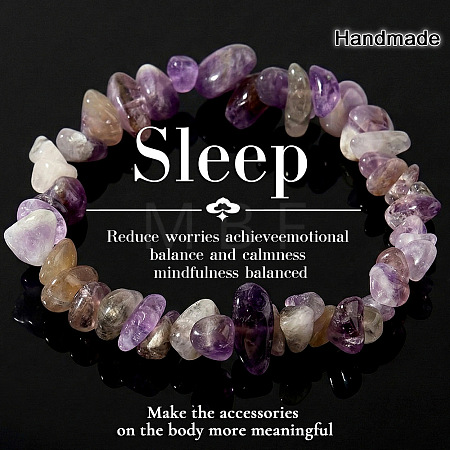 Natural Amethyst Chip Beaded Stretch Bracelets JI5766-9-1