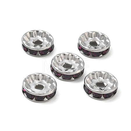 304 Stainless Steel Rhinestone Spacer Beads RB-CBA18B7-01P-14-1