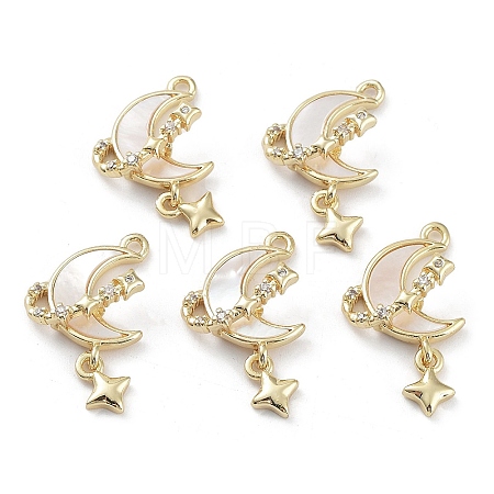 Brass Cubic Zirconia Pendants KK-M259-03G-1
