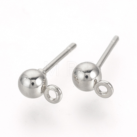 Iron Ball Stud Earring Findings KK-R071-09P-1