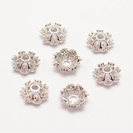 Long-Lasting Plated Brass Micro Pave Grade AAA Cubic Zirconia Fancy Bead Caps ZIRC-G090-59P-1