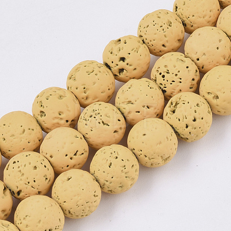 Spray Painted Natural Lava Rock Beads Strands G-N0324-C-07-1