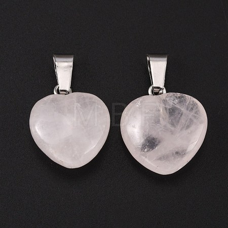 Heart Natural Rose Quartz Pendants G-Q371-07-1