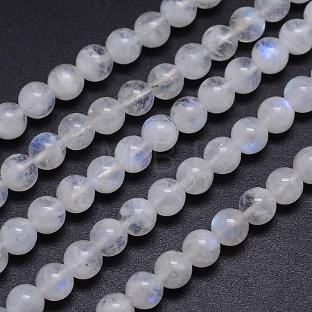 Natural Rainbow Moonstone Round Bead Strands G-M263-C-02-1