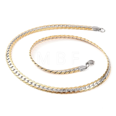 304 Stainless Steel Twist Chain Necklaces for Women NJEW-G140-08A-GP-1